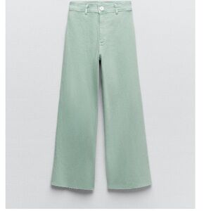 Zara Mint Green Flare & Wide Leg Jeans